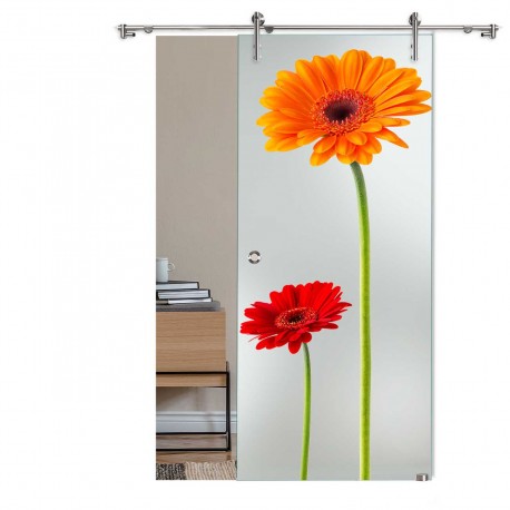 Schiebetür 1009-3 "Gerbera rot" Digitaldruck-Schiebetüren